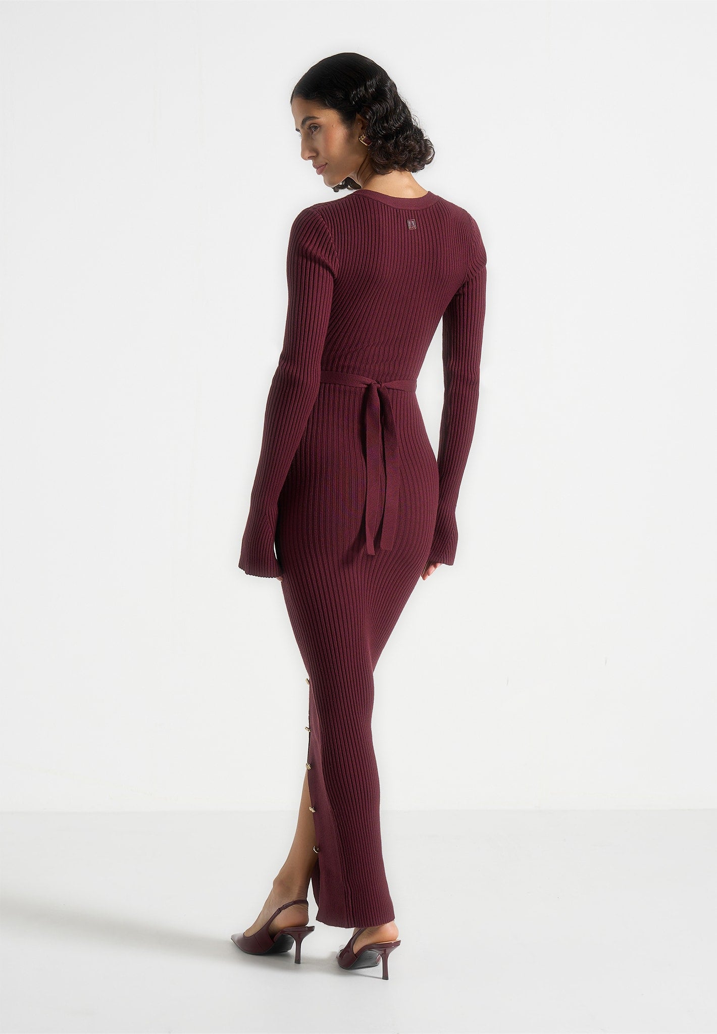 knit maxi dress long sleeve Atticus With Sequin / Gold | MESHKI turning style Colette Luxe Premium Long Sleeve