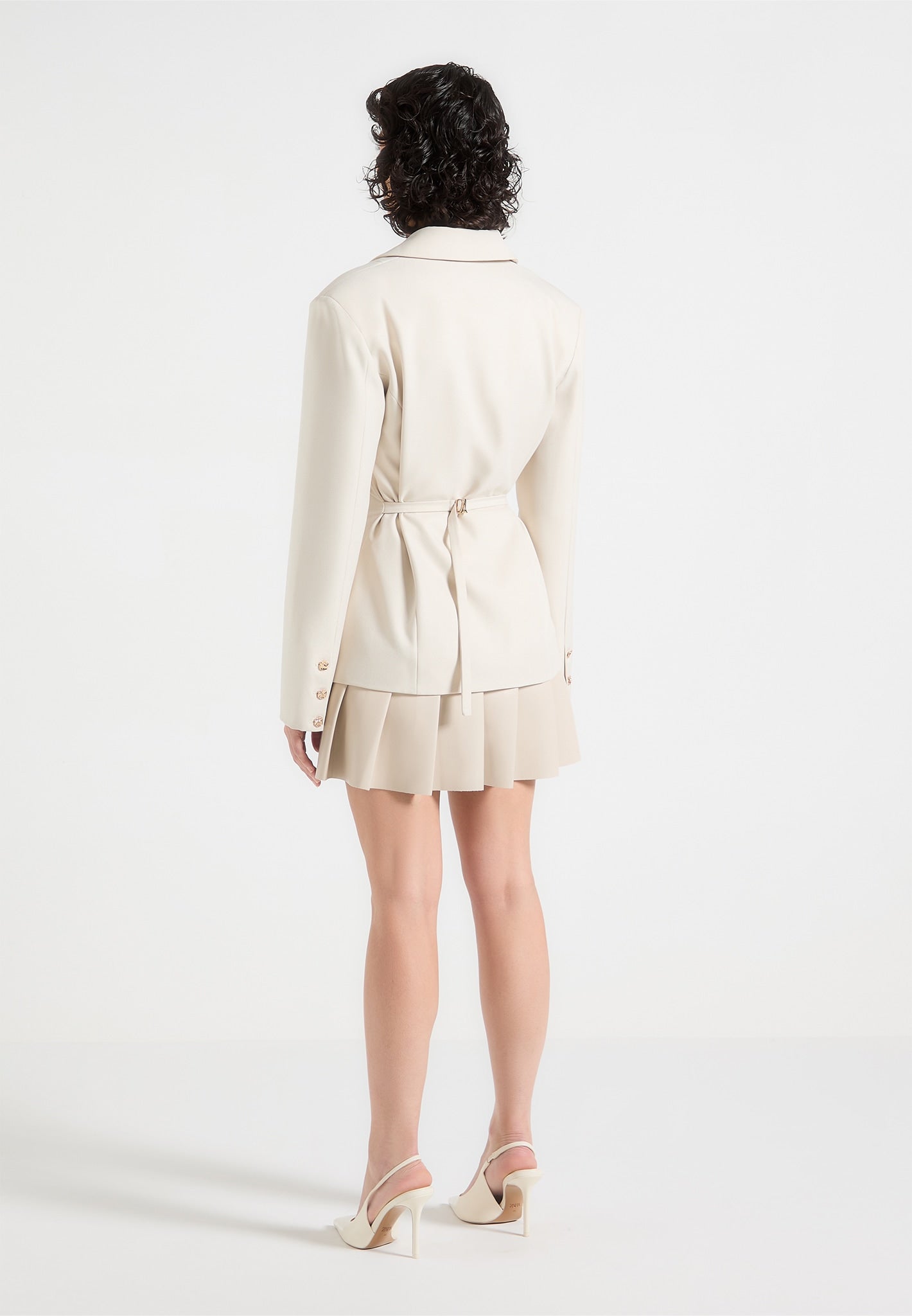 cream tailored dress Karen Millen Tencel Blend Tailored Cowl Neck Midi Dress in Cream