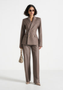 Elsy - Pinstripe Tailored Pants - Beige