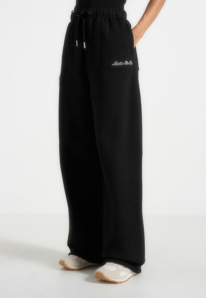 JS003 - Unisex Signature Wide Leg Sweatpants - Black | Manière De