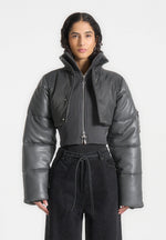 vegan-leather-and-nylon-layered-puffer-jacket-grey