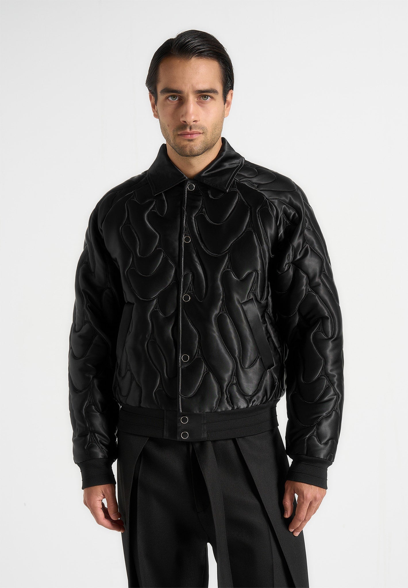Ugo - Satin Embroidered Jacket - Black 