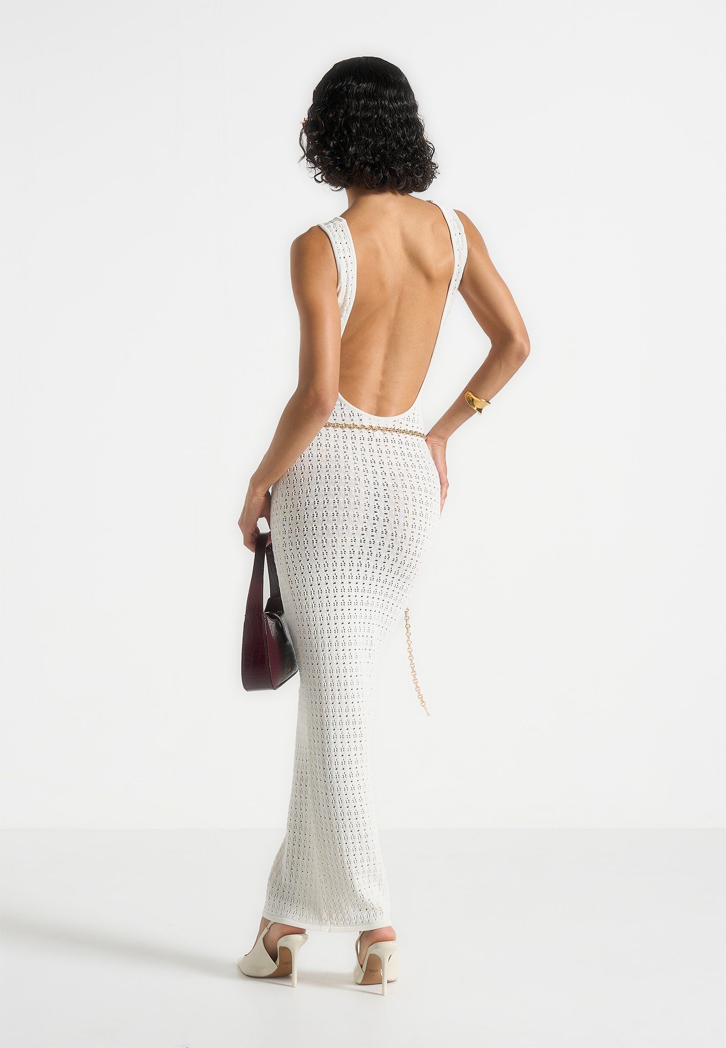 cream plunge dress Angel
