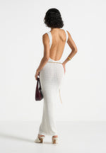 Myriam - Pointelle Plunge Midaxi Dress With Chain - Cream