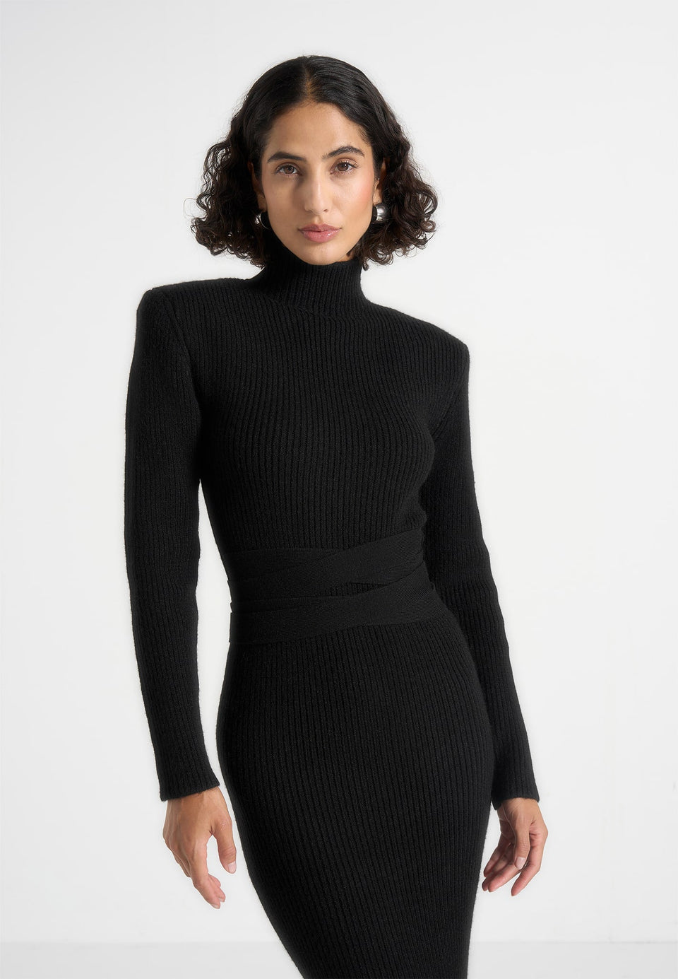 hana-wide-shoulder-knit-dress-with-waist-tie-black