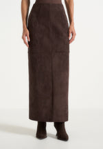 Célie - Suede Maxi Skirt - Brown