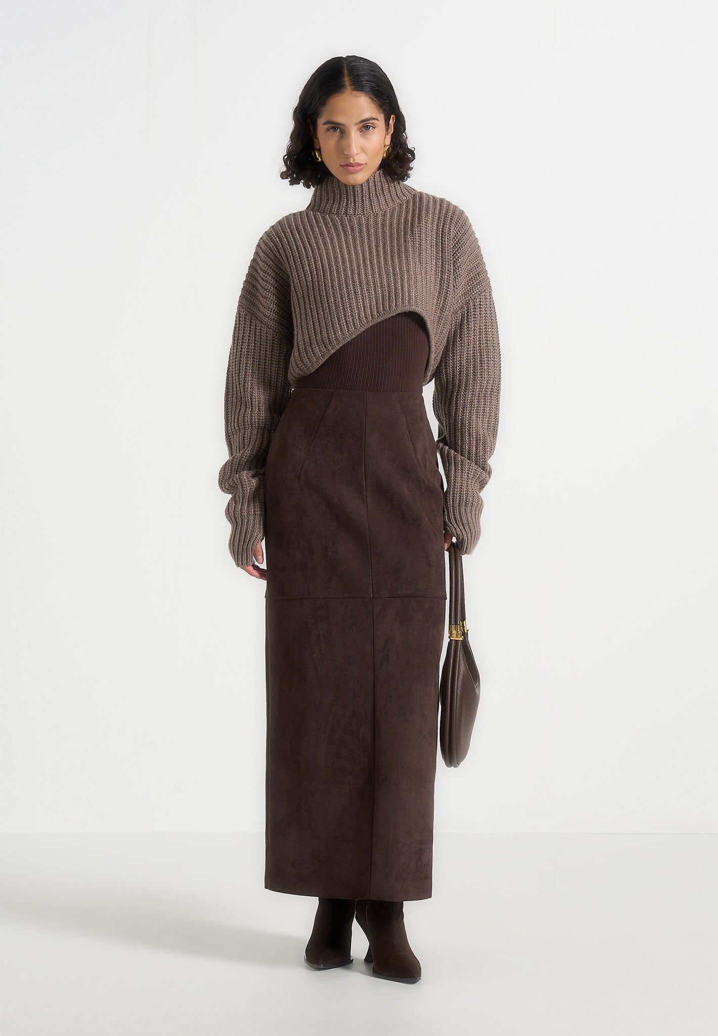 Celie - Suede Maxi Skirt - Brown | Manière De Voir USA