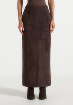 Célie - Suede Maxi Skirt - Brown