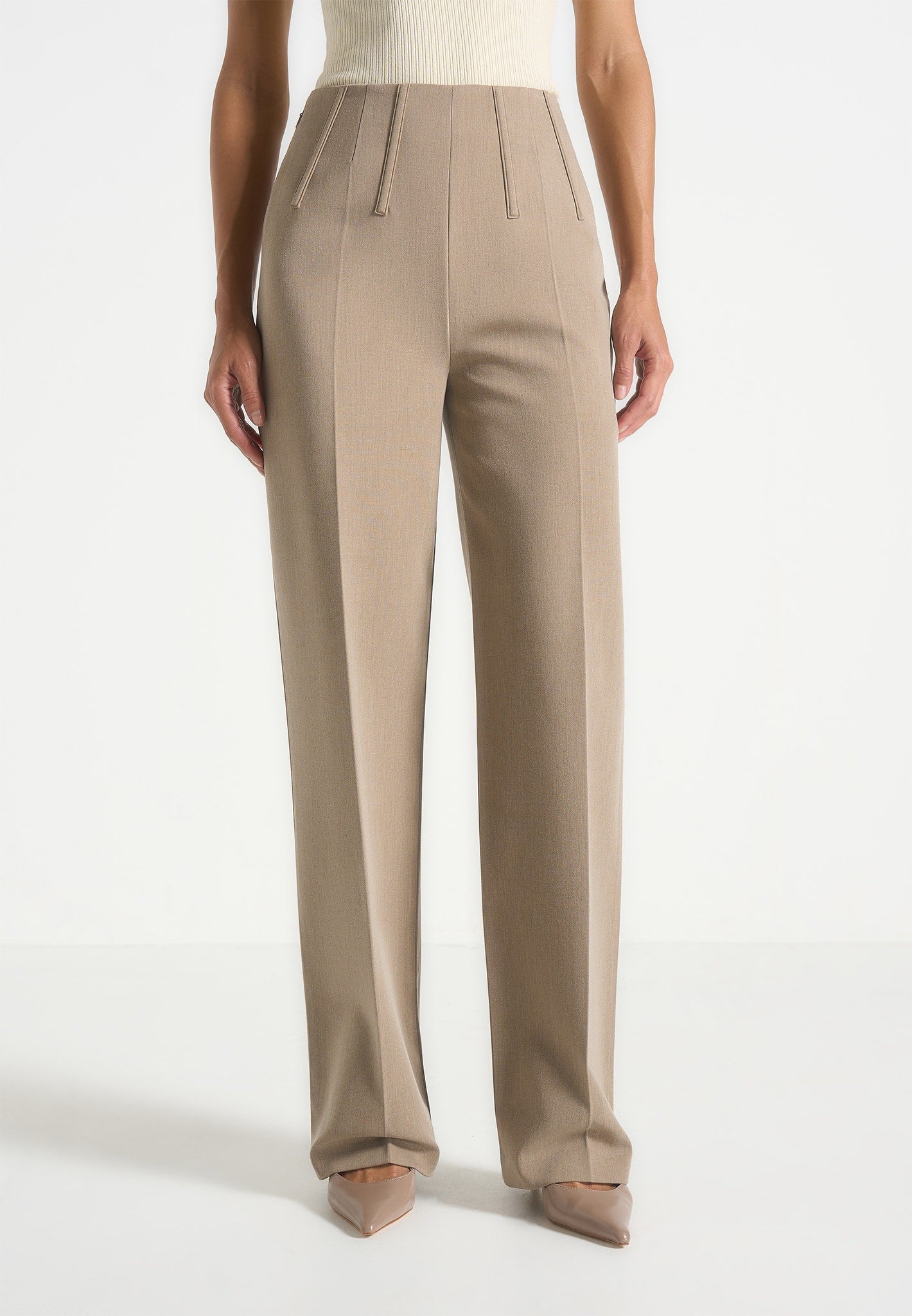 Rafaela - Corset Waist Tailored Trousers - Beige