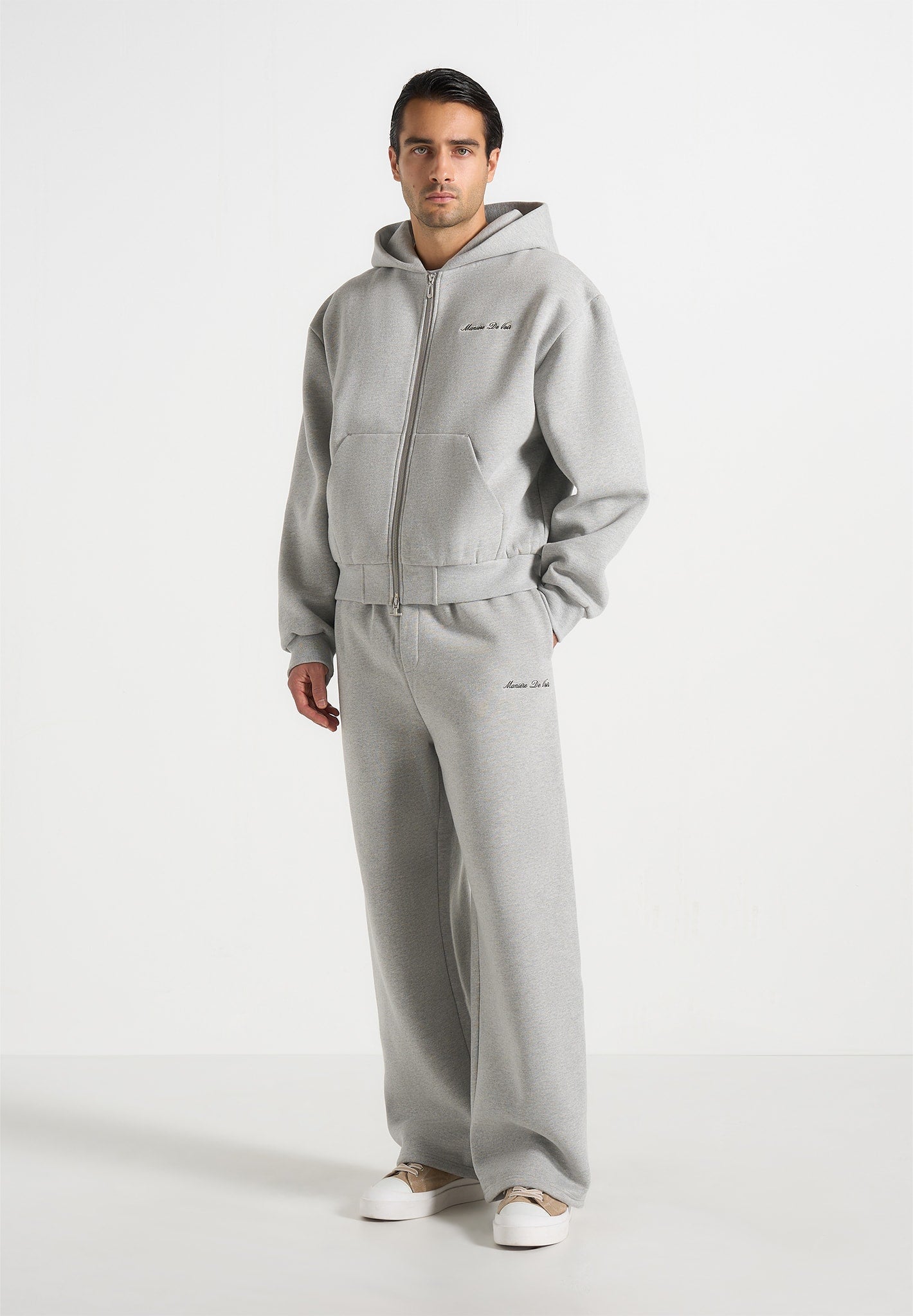 Taylor - Unisex Signature Wide Leg Sweatpants - Marl Grey