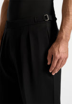 Pierre - Relaxed Fit Twin Pleat Tailored Trousers - Black