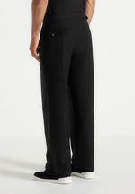 Pierre - Relaxed Fit Twin Pleat Tailored Trousers - Black