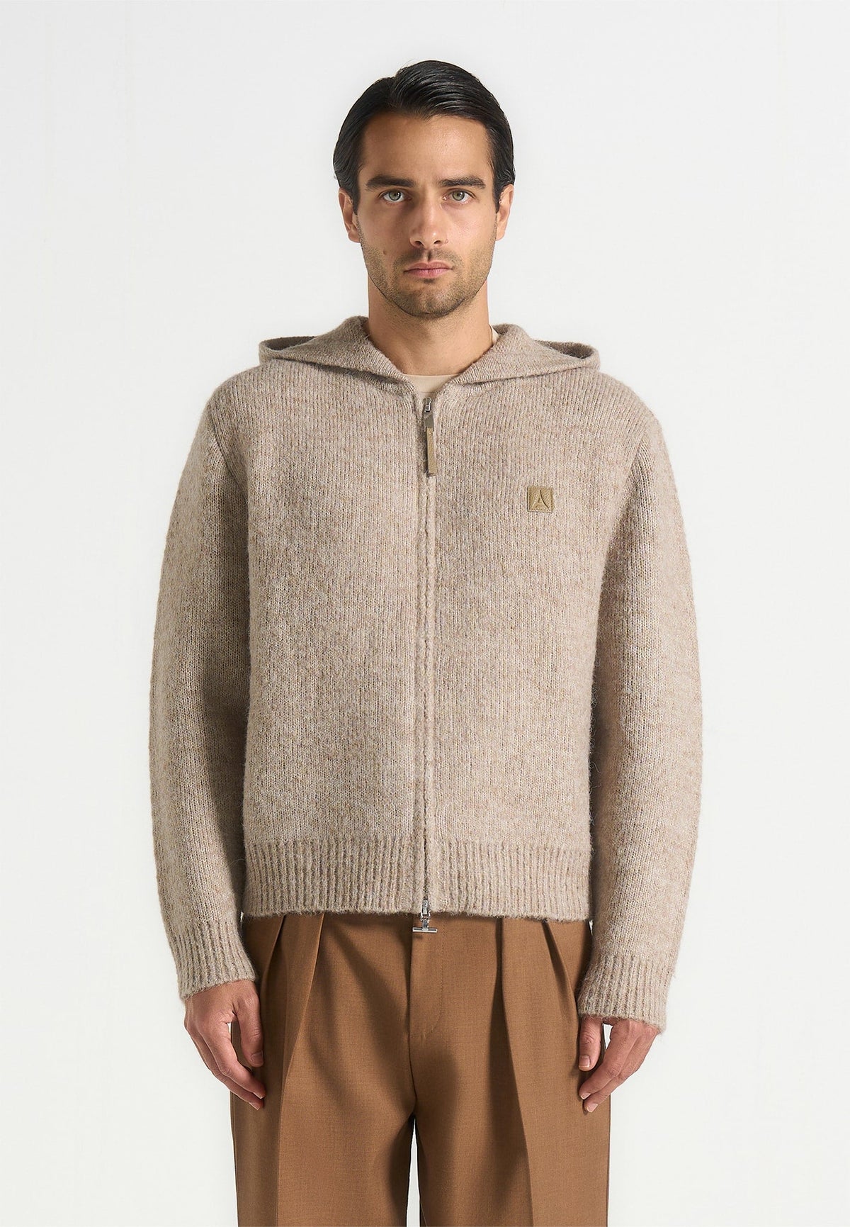 Billie - Unisex Brushed Zip Hoodie - Beige