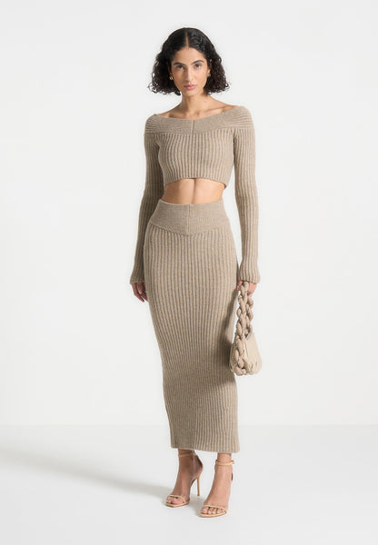 【新品】andmary Chloe knit skirt beige ANDMARY】Chloe knit skirt