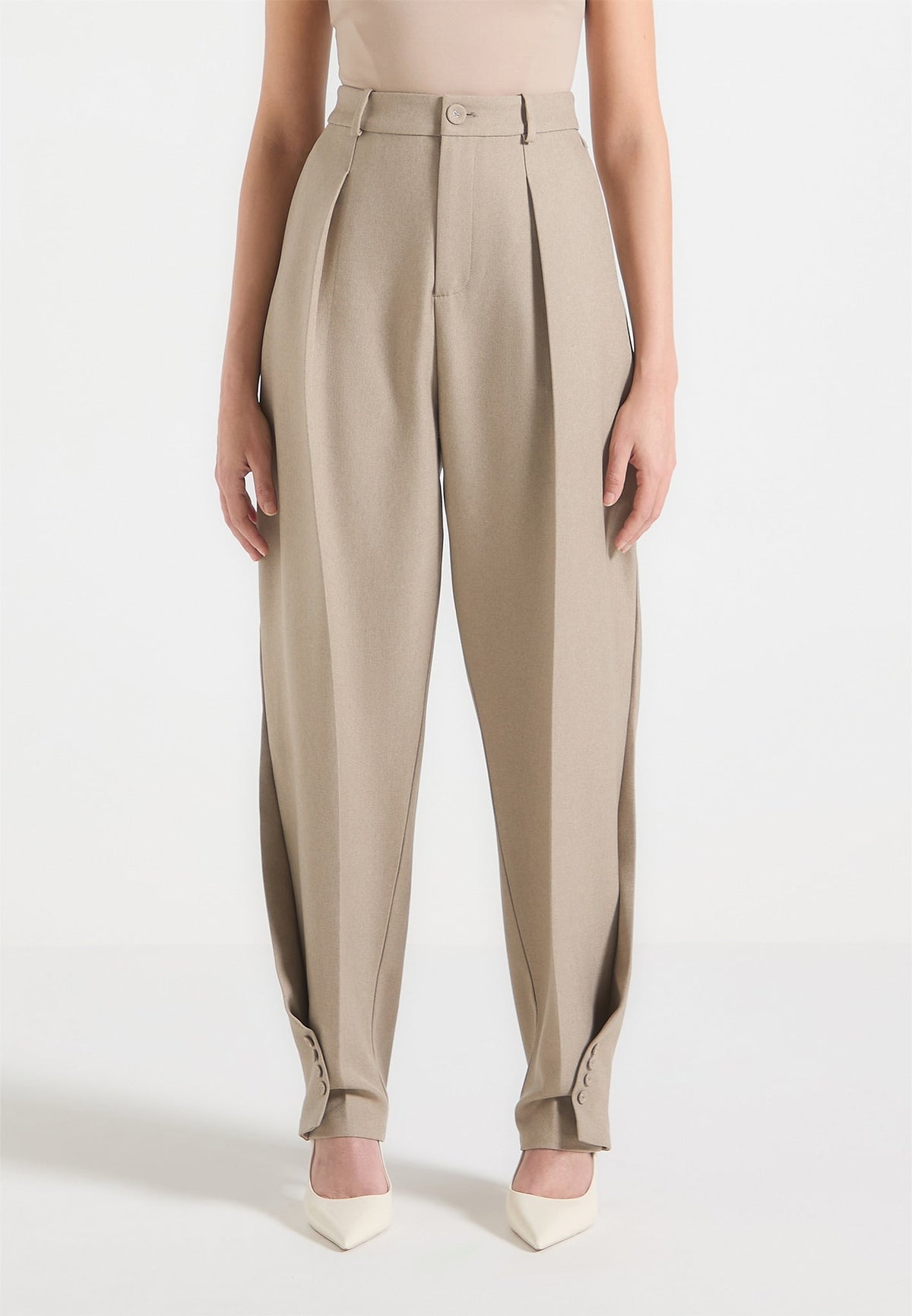 Sophie - Twist Leg Tailored Pants - Beige