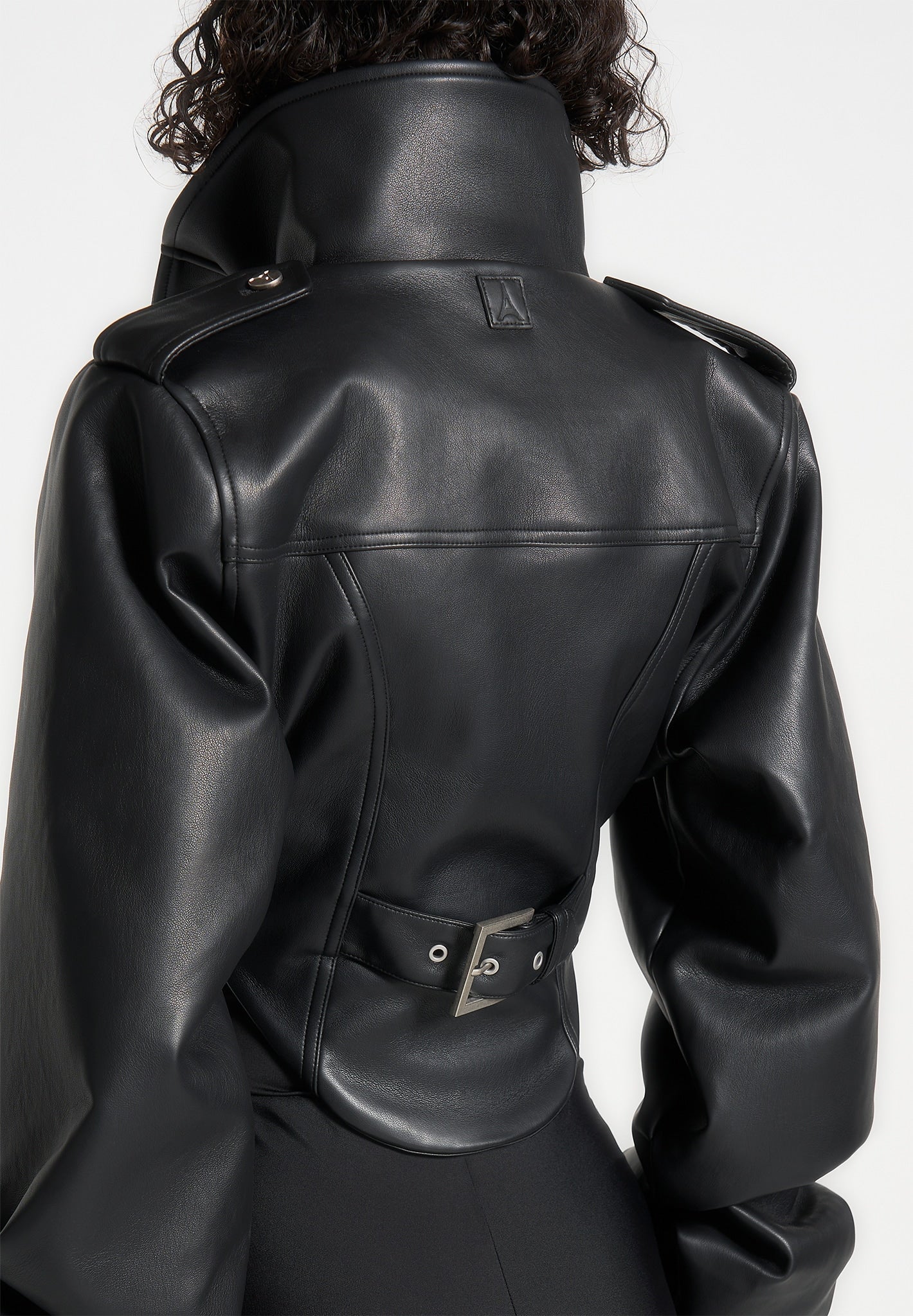 Black Leather Jacket Pu Leather Corset Top Solange Leather Tacked