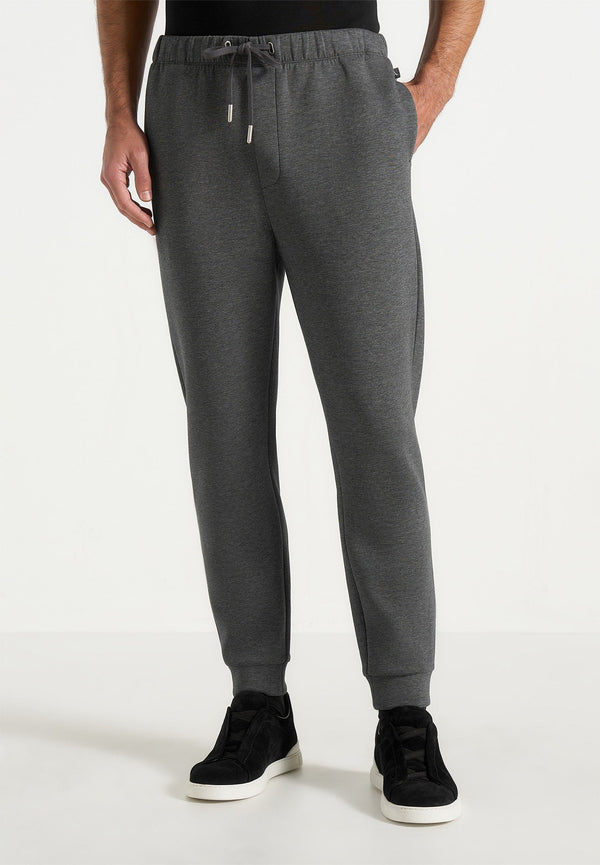 Dion - Neoprene Minimal Tapered Fit Cuffed Sweatpants  - Charcoal Grey