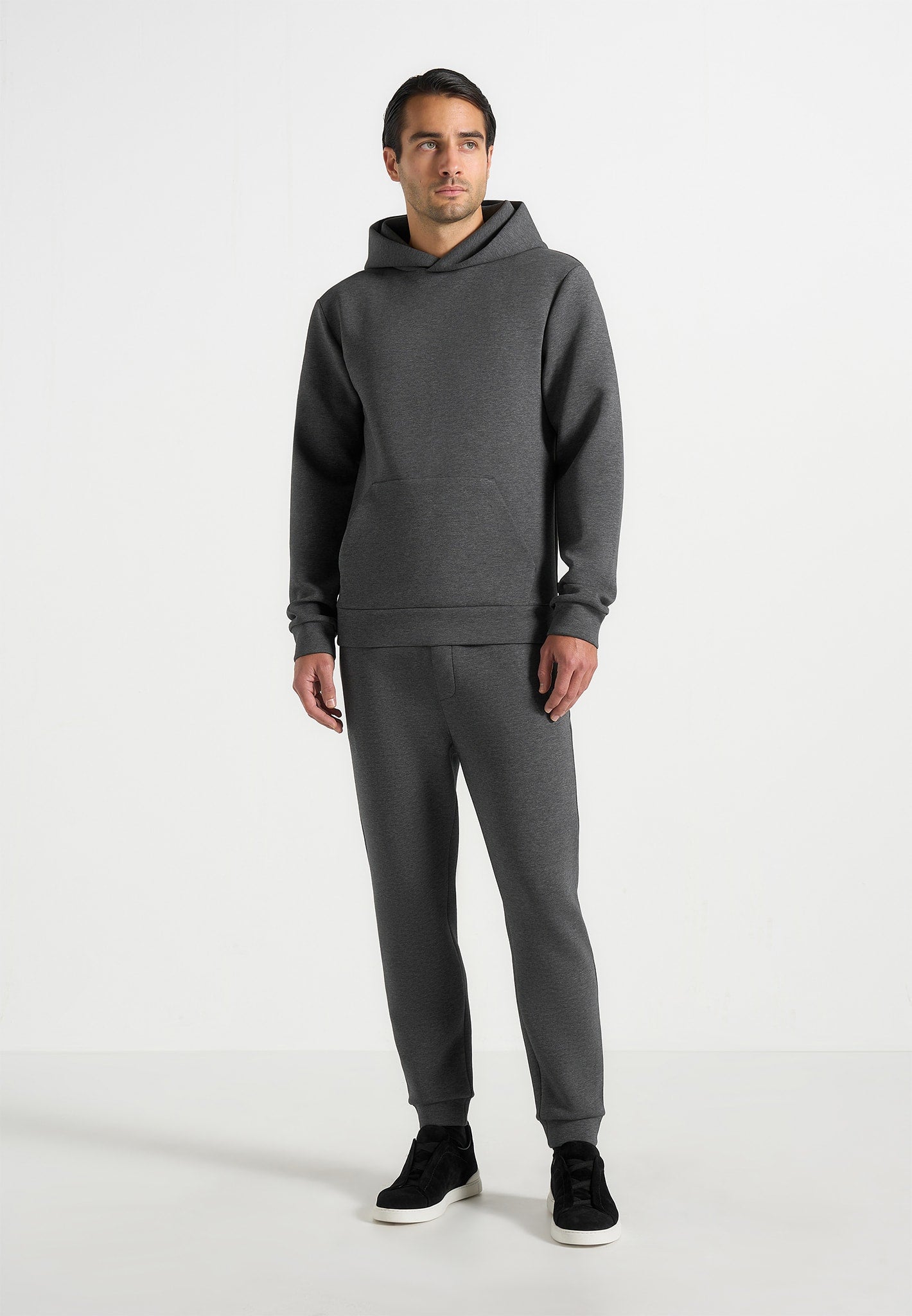 Dion - Neoprene Minimal Tapered Fit Cuffed Sweatpants  - Charcoal Grey 