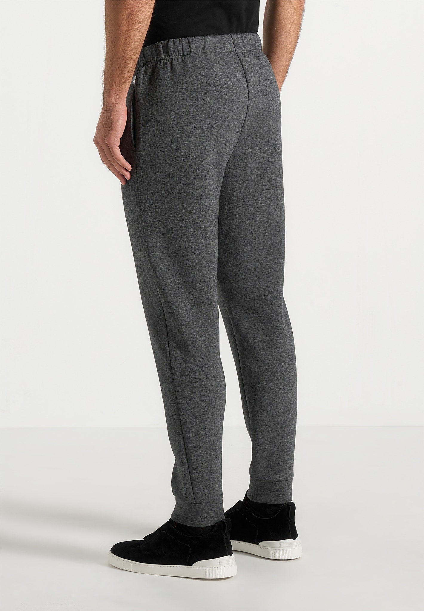 Dion - Neoprene Minimal Tapered Fit Cuffed Sweatpants  - Charcoal Grey