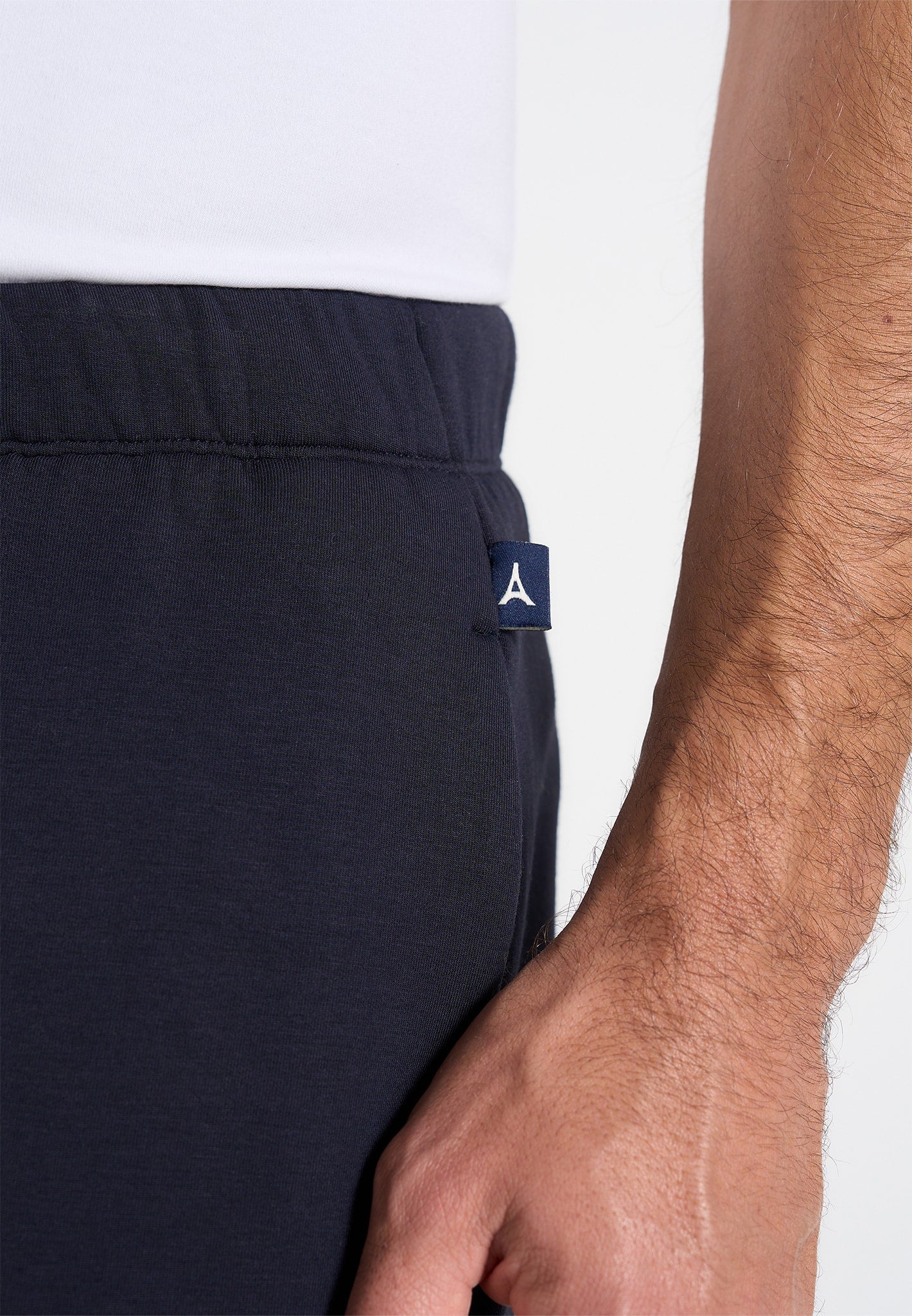 Dion - Neoprene Minimal Tapered Fit Cuffed Sweatpants - Navy