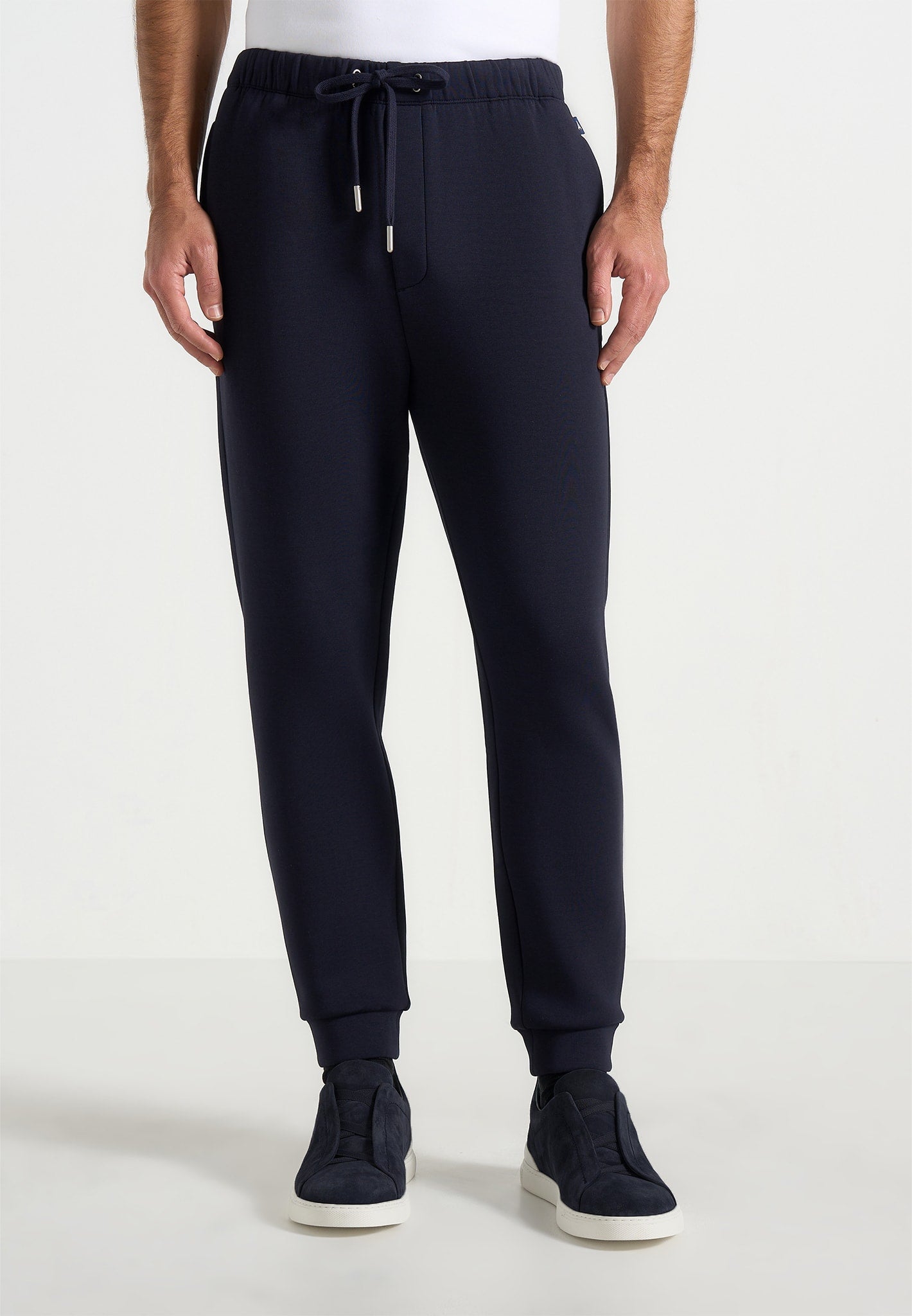Dion - Neoprene Minimal Tapered Fit Cuffed Sweatpants - Navy 