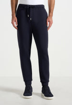 Dion - Neoprene Minimal Tapered Fit Cuffed Sweatpants - Navy