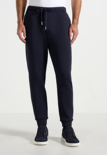 Dion - Neoprene Minimal Tapered Fit Cuffed Sweatpants - Navy