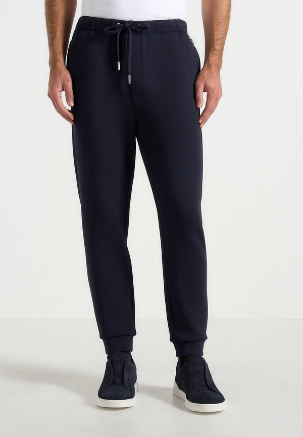 Dion - Neoprene Minimal Tapered Fit Cuffed Sweatpants - Navy
