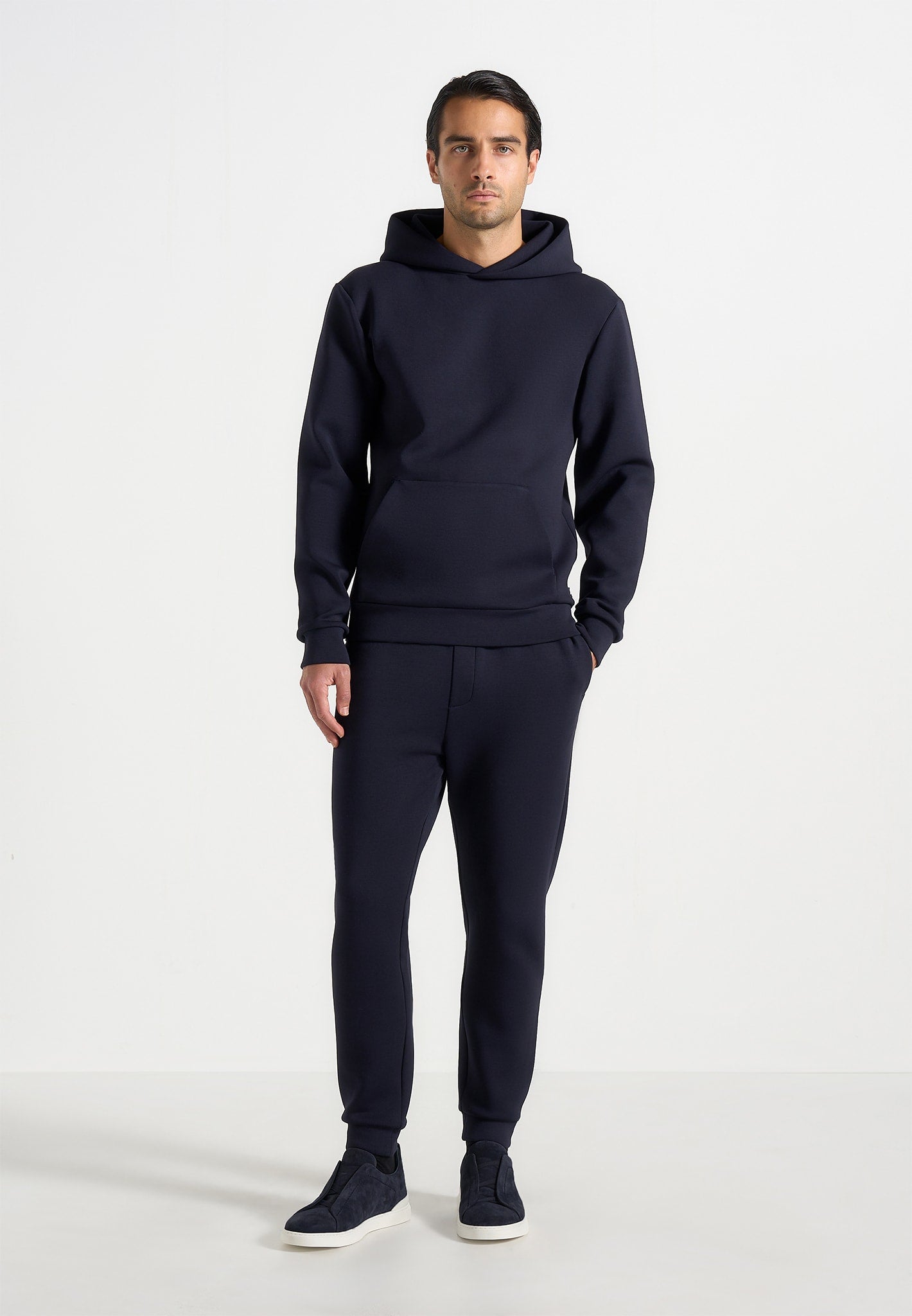 Dion - Neoprene Minimal Tapered Fit Cuffed Sweatpants - Navy 