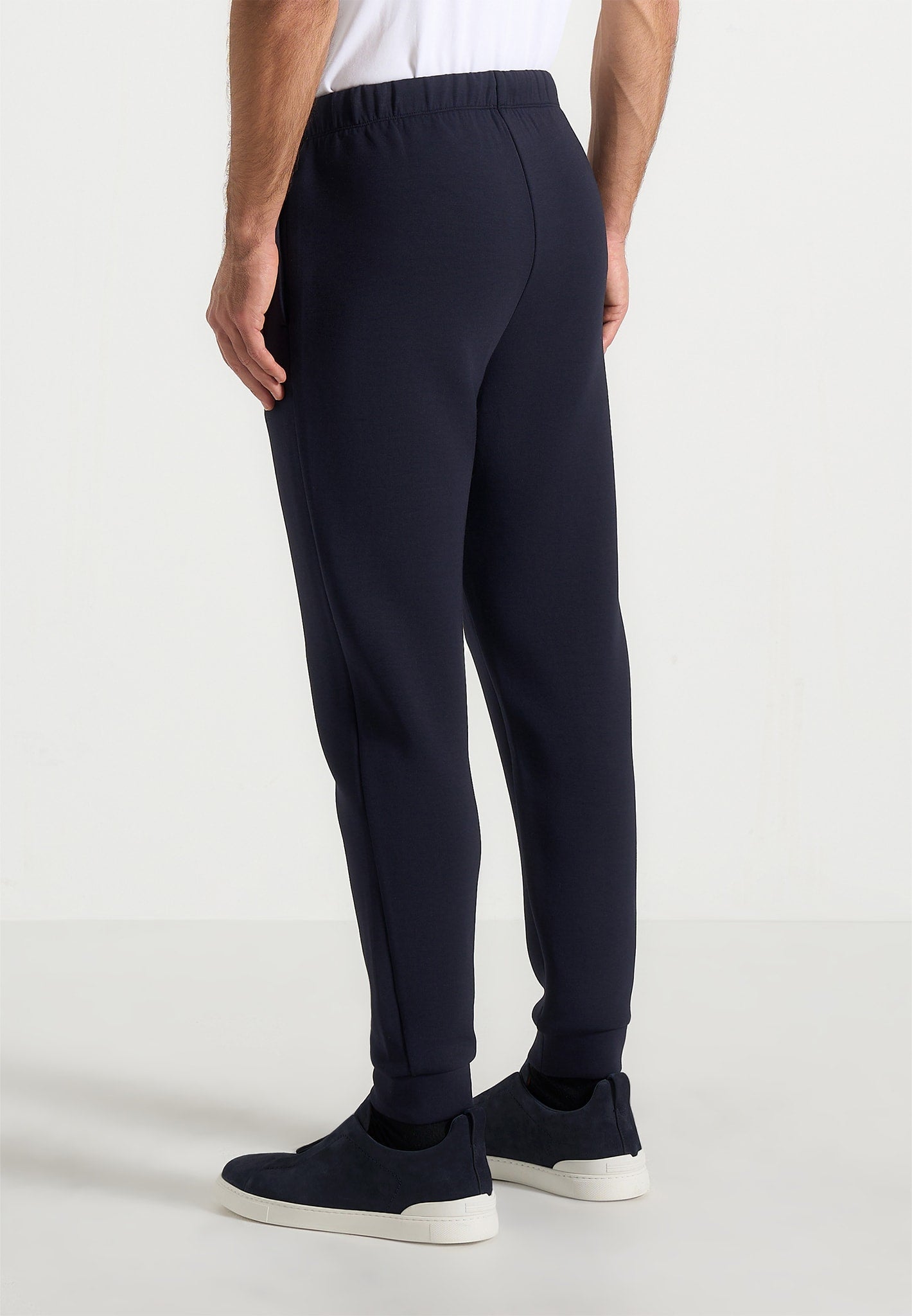Dion - Neoprene Minimal Tapered Fit Cuffed Sweatpants - Navy