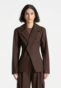 Béatrice - Tailored Contour Double Breasted Blazer - Brown