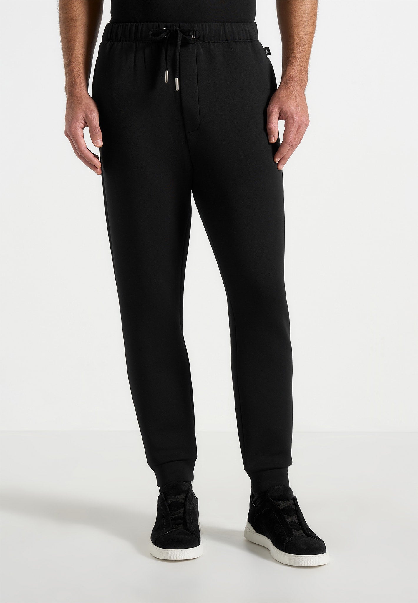 Dion - Neoprene Minimal Tapered Fit Cuffed Sweatpants - Black 