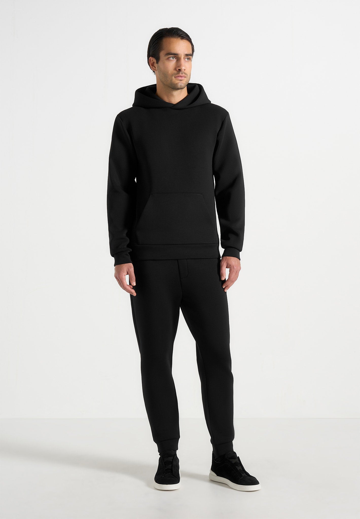 Dion - Neoprene Minimal Tapered Fit Cuffed Sweatpants - Black 