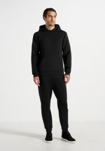 Dion - Neoprene Minimal Tapered Fit Cuffed Sweatpants - Black