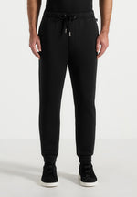 Dion - Neoprene Minimal Tapered Fit Cuffed Sweatpants - Black