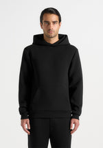 Drew - Neoprene Minimal Regular Fit Hoodie - Black