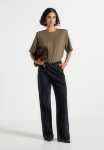 BS002 - Wide Shoulder Bodysuit T-Shirt - Olive