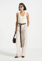 VS001 - Scoop Neck Ribbed Cotton Tank Top - Cream