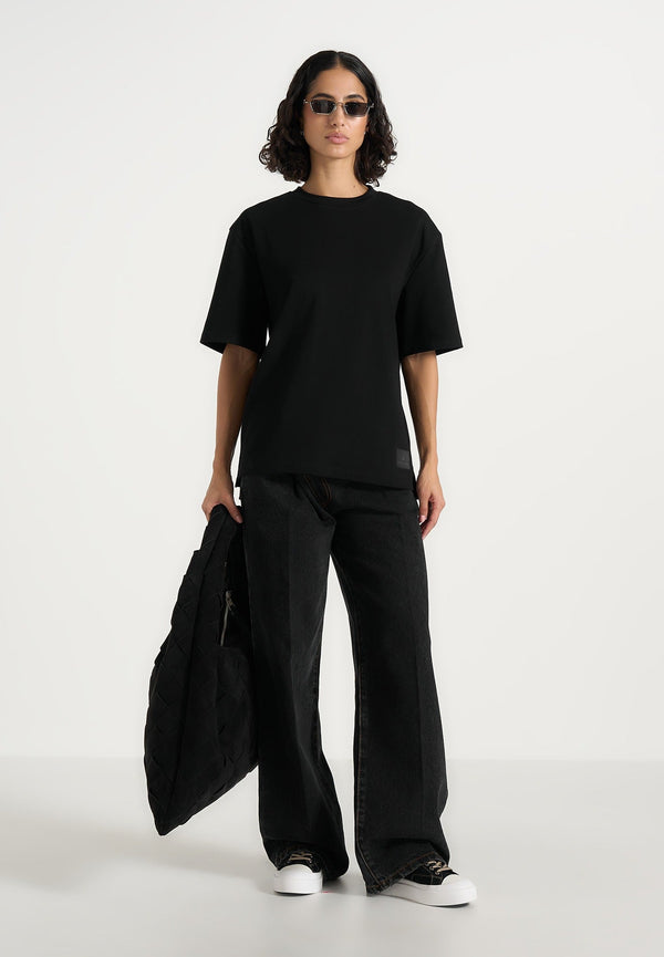 TS007 - Unisex Relaxed Fit Cotton T-Shirt - Black