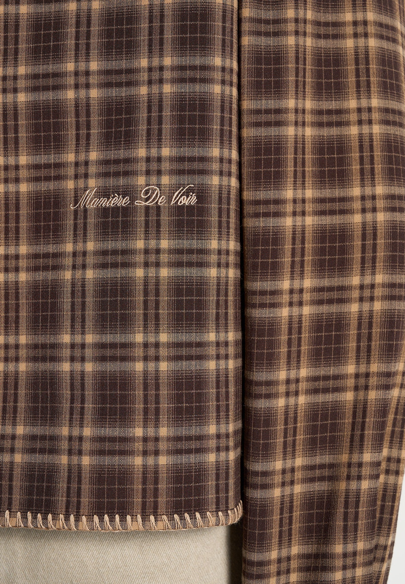 Blake - Unisex Whipstitch Check Shirt - Brown