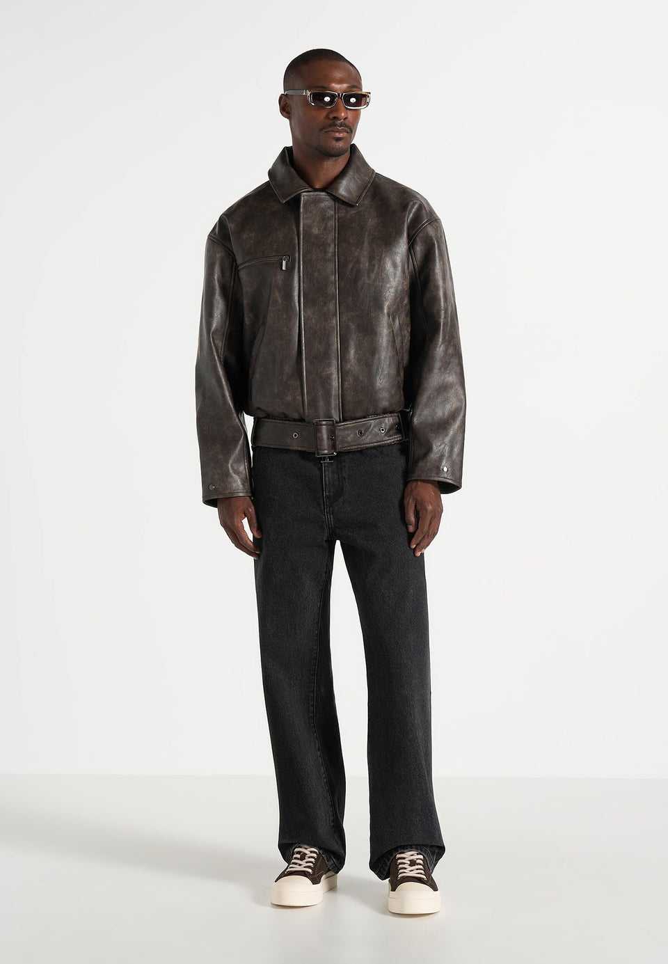 ezra-unisex-vintage-leather-belted-bomber-jacket-brown