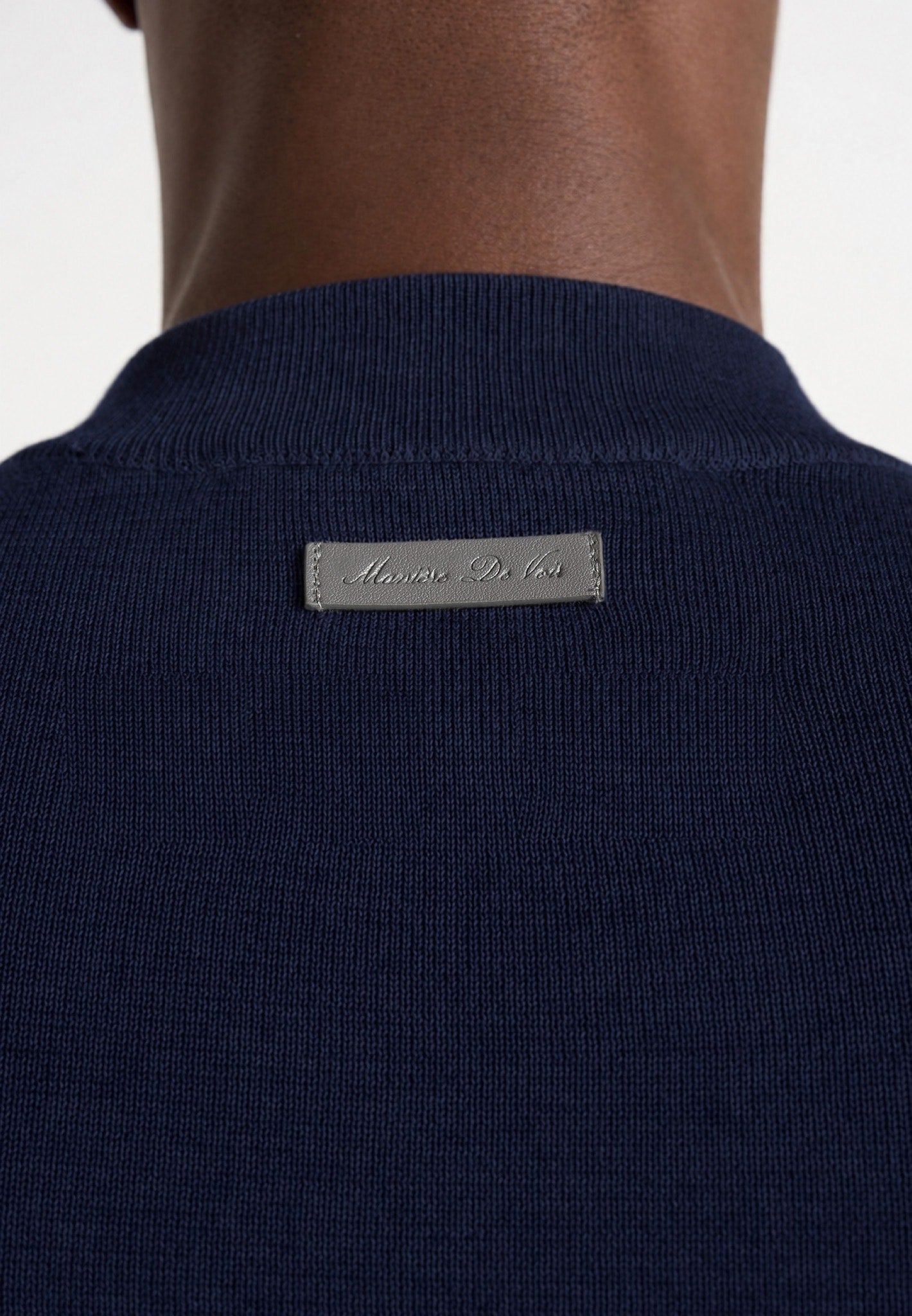 KW003 - Fitted Mock Neck Wool-Blend Sweater - Navy