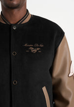 Equestrian Wool-Blend Varsity Jacket - Black