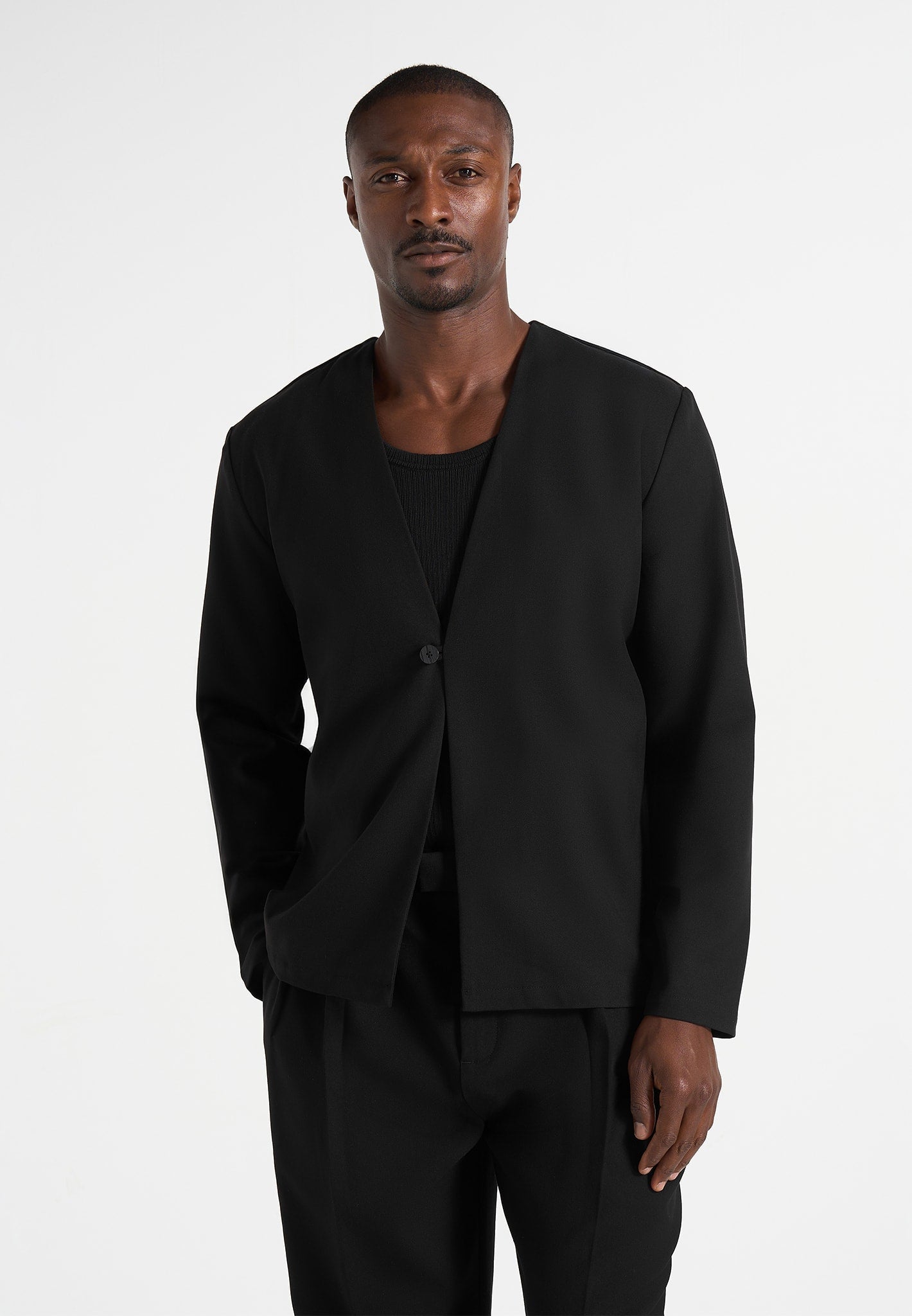 Axel - Minimal Kimono Wool-Blend Blazer - Black