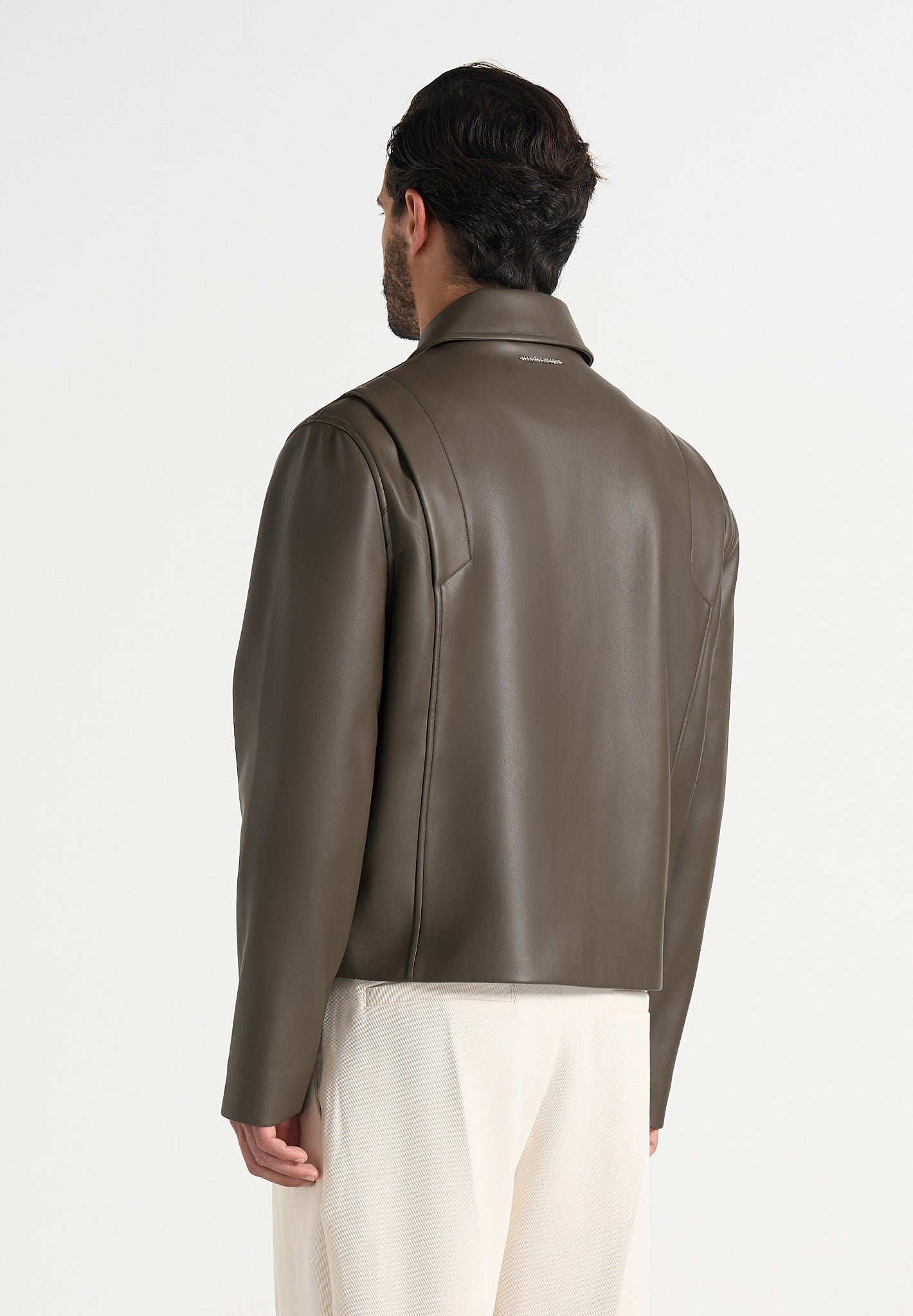 Yves - Minimal Leather Jacket - Olive
