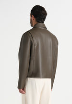 Yves - Minimal Leather Jacket - Olive