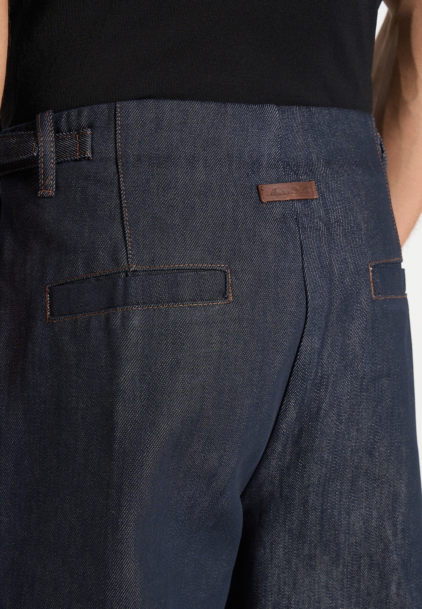 Lior - Box Pleat Wide Leg Denim Jeans - Indigo