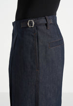 Lior - Box Pleat Wide Leg Denim Jeans - Indigo