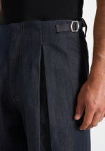 Lior - Box Pleat Wide Leg Denim Jeans - Indigo