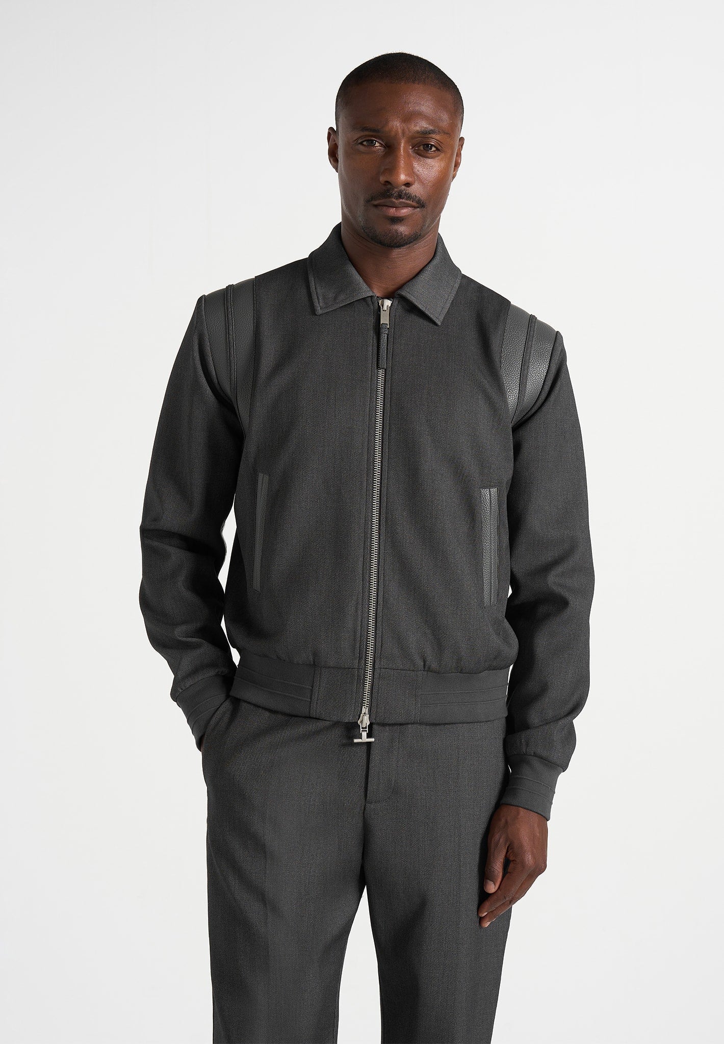 Denis - Tailored Varsity Jacket - Grey